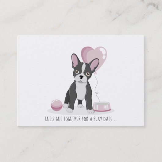 Franse Bulldog Birthday Play Datum Roepkaart Contactkaartje (Voorkant)