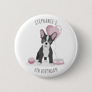 Franse Bulldog Birthday Ronde Button 5,7 Cm