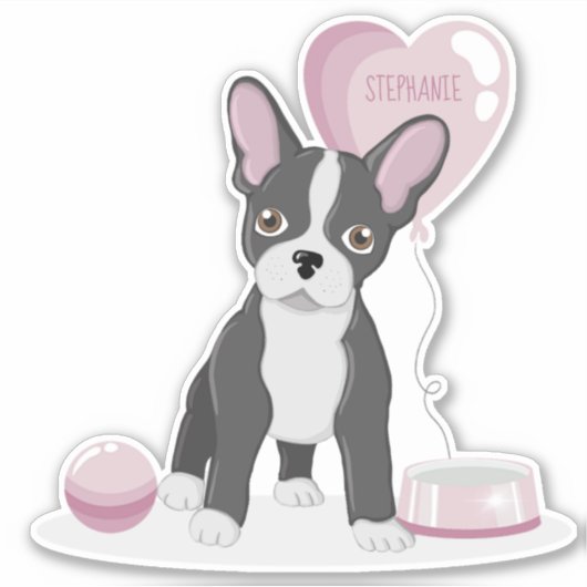 Franse Bulldog Birthday Sticker (Voorkant)