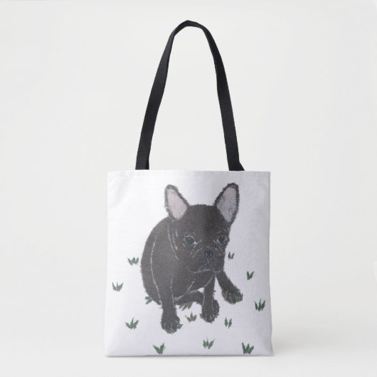 Franse Bulldog, Black Frenchie, minimalist, Cute Draagtas (Voorkant)
