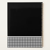 Franse Bulldog Black White Gingham Aangepaste naam Planner (Achterkant)