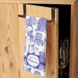FRANSE BULLDOG Blauw Toile Theedoek