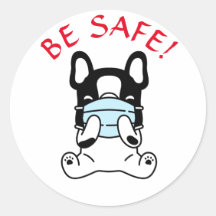 FRANSE BULLDOG BLIJF VEILIG Ronde Sticker