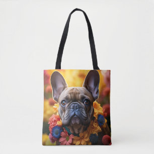 Franse Bulldog Bloemenkrans Draagtas