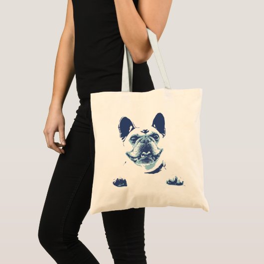 Franse Bulldog Blue Graphics Canvas tas (Voorkant (product))
