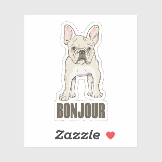 Franse Bulldog Bonjour Sticker (Vel)