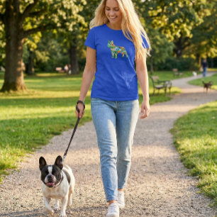 Franse Bulldog Botanische Silhouet T-shirt