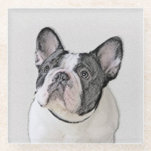 Franse Bulldog (Brindle Pied) - Schilderen - Dog A Glazen Onderzetter