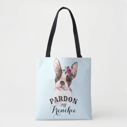 Franse Bulldog Canvas tas - Blauw (Voorkant)