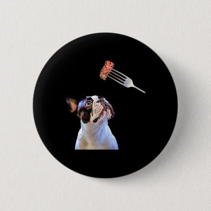Franse Bulldog Cartoon Filter Steak Dinner Fun Dog Ronde Button 5,7 Cm