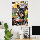 Franse Bulldog Chef Grills Diner Poster (Thuiskantoor)