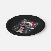 Franse Bulldog Christmas T-shirt met lange mouwen Papieren Bordje (Gekanteld)