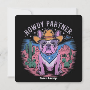 Franse Bulldog Cowboy UFO Grappig  Western Kaart