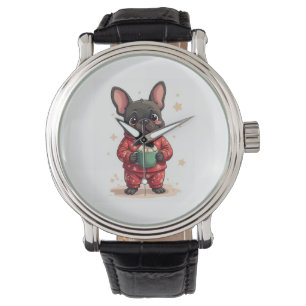 Franse Bulldog Cozy Cocoa Horloge