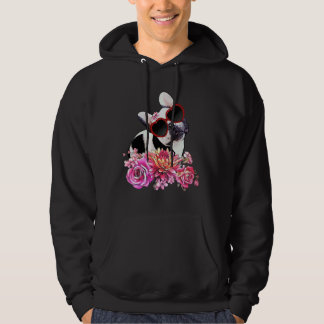 Franse Bulldog Crown Flowers and Heart Sunbribries Hoodie