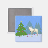 Franse Bulldog Decorting Tree in the Forest Magneet (Voorkant / Achterkant)
