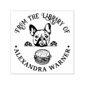 Franse Bulldog die naar Hamburger Bibliotheek Boek Zelfinktende Stempel (Design)