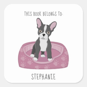 Franse Bulldog Dit boek behoort tot Vierkante Sticker