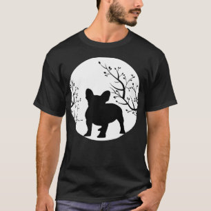 Franse Bulldog Dog Full Moon Howl Funny Frenchie L T-shirt