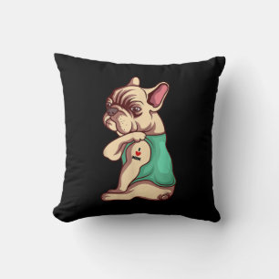 Franse Bulldog Dog I Love mama Tattoo Lover Gift Kussen
