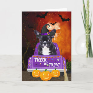 Franse Bulldog Dog in Halloween Truck Kaart