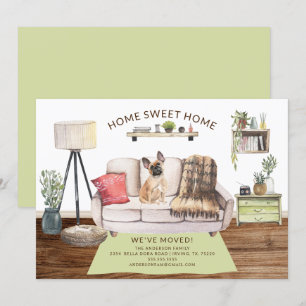 Franse Bulldog Dog Moving Announcement Kaart