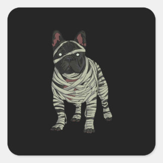 Franse Bulldog Dog Mummy Halloween Gift Vierkante Sticker
