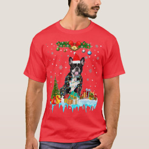 Franse Bulldog Dog Santa Hat Reindeer Kerstmis Li T-shirt
