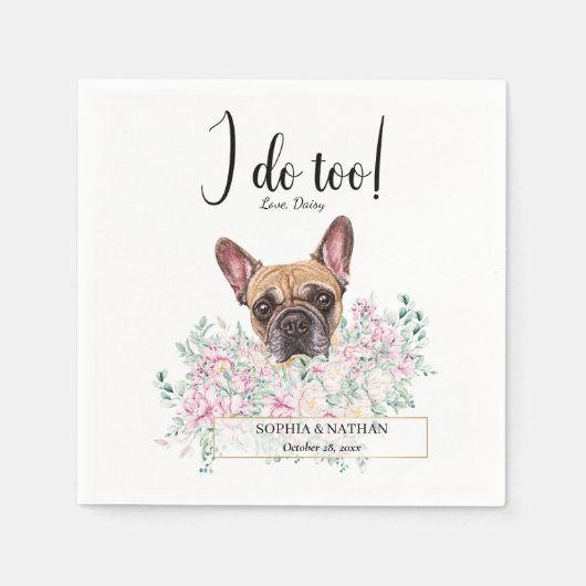 Franse Bulldog Dog Wedding Cocktail Napkins Servet (Voorkant)