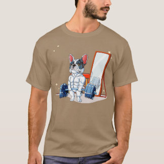 Franse Bulldog Dog Weightlift Deadlift Mannen Fitn T-shirt