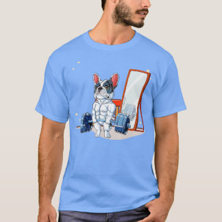 Franse Bulldog Dog Weightlift Deadlift Mannen Fitn T-shirt