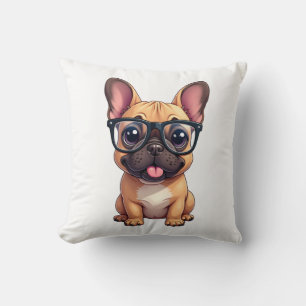 Franse Bulldog Draagt Bril Kussen