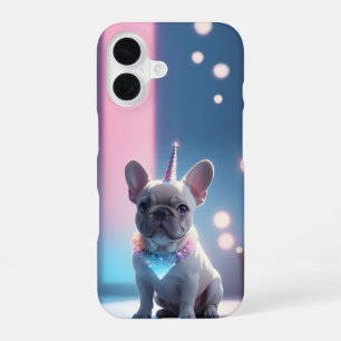 Franse Bulldog Eenhoorn Pastel Bright Lights iPhone 16 Hoesje