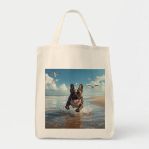 Franse Bulldog Elegante Kruidenier Canvas tas