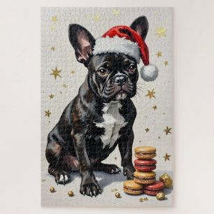Franse Bulldog Elegante Zwarte Inkt Macaroon Hoed Legpuzzel