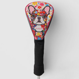 Franse Bulldog en Bloemen 001 - Kleerjuweel Golfheadcover