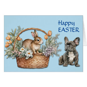 Franse Bulldog en Bunny Basket Easter Kaart