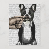Franse Bulldog en Finger Mustache Briefkaart (Voorkant)