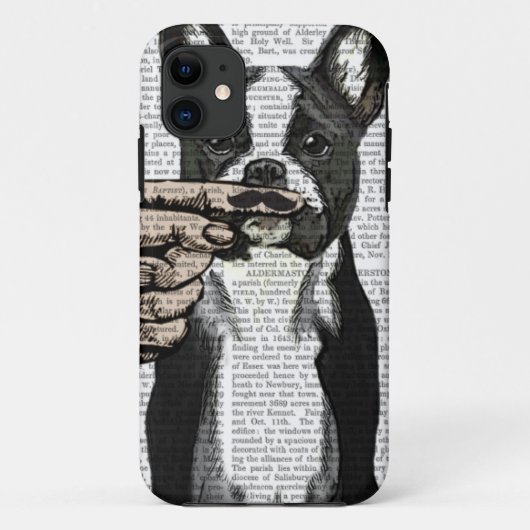 Franse Bulldog en Finger Mustache Case-Mate iPhone Case (Achterkant)