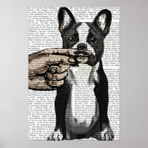 Franse Bulldog en Finger Mustache Poster