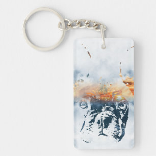 Franse bulldog en landschapscombinatie: abstract o sleutelhanger