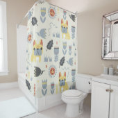 -Franse bulldog en Scandinavische bloem Douchegordijn (In situ)