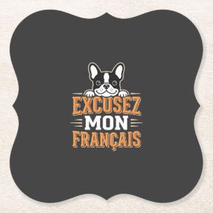 Franse Bulldog Excusez Mon Franais Design Kartonnen Onderzetters