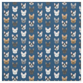 Franse Bulldog Faces Navy Blue Stof (Swatch)
