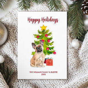 Franse Bulldog Familie Kerstmis Feestdagenkaart
