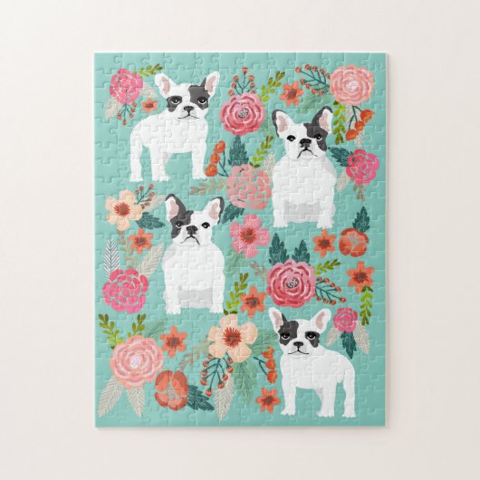 Franse Bulldog  Florals Legpuzzel (Verticaal)