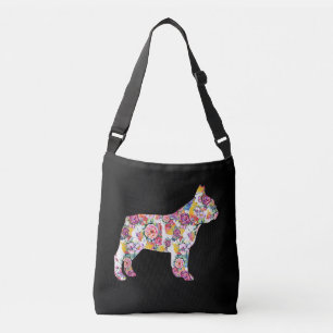 Franse Bulldog Flower Pattern Frenchie Bulldogs Crossbody Tas