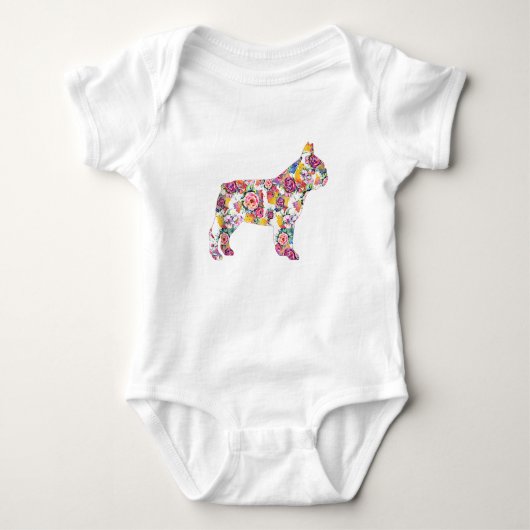 Franse Bulldog Flower Pattern Frenchie Bulldogs Romper (Voorkant)