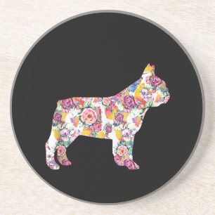 Franse Bulldog Flower Pattern Frenchie Bulldogs Zandsteen Onderzetter