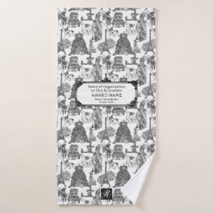 FRANSE BULLDOG franchise zwart w / maatwerk Badhanddoek